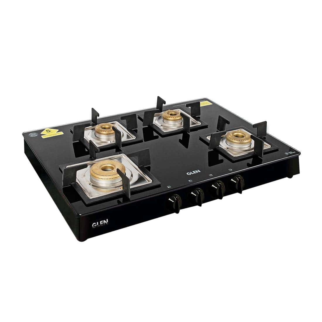 Glen SQ BL Forged Brass 4 Burner Glass Cooktop, Black