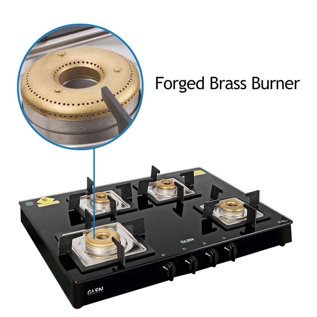 Glen SQ BL Forged Brass 4 Burner Glass Cooktop, Black