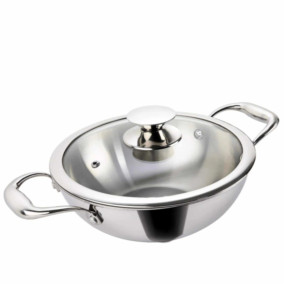Alda Black 3 Ply Nero Stainless Steel Wok Pan with Lid, 28 cm