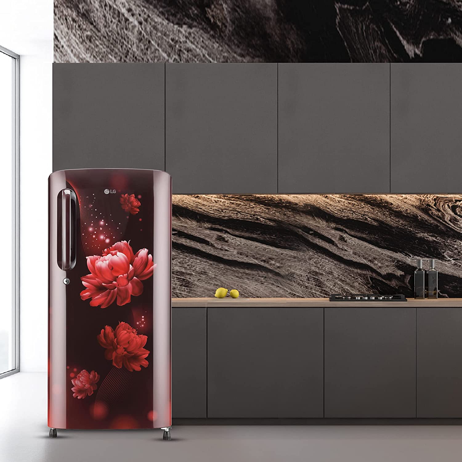 LG 185 L 3 Star Direct-Cool Single Door Refrigerator (GL-B201ASCD, Scarlet Charm, Moist 'N' Fresh)