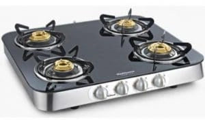 Sunflame Crystal 4 Burner (4B) Curve SS Auto Ignition