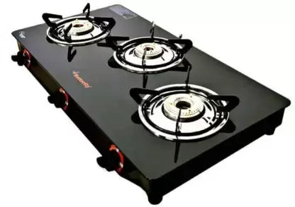 Butterfly Trio 3 Burner Glass Manual Gas Stove Auto Ignition (3 Burners)