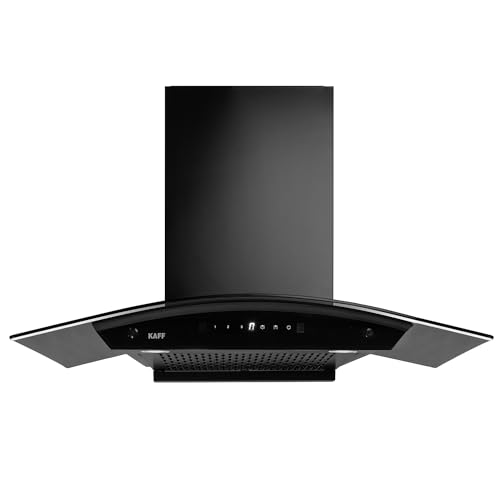 KAFF K-Series KEC 90A Curved Glass Filterless Auto Clean Kitchen Chimney, 90 CM, 1450 m3/hr Suction Capacity with Touch & Motion Sensor, 2 Years Comprehensive Warranty and Lifetime on Motor*