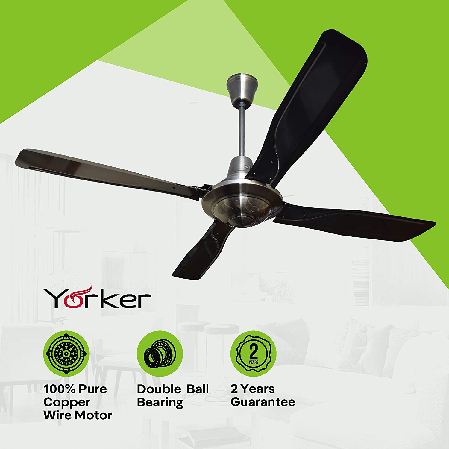 Havells Yorker 1320mm Ceiling Fan Brushed Nickel