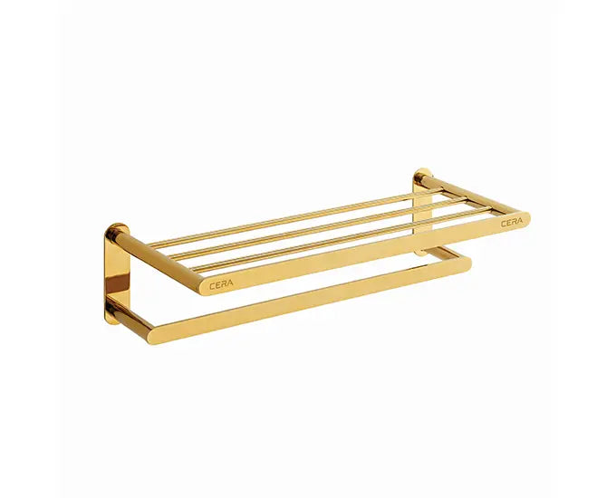 Cera F5011101FG Lustre Curve French Gold Finish Brass Towel Rack - 600 mm (24")