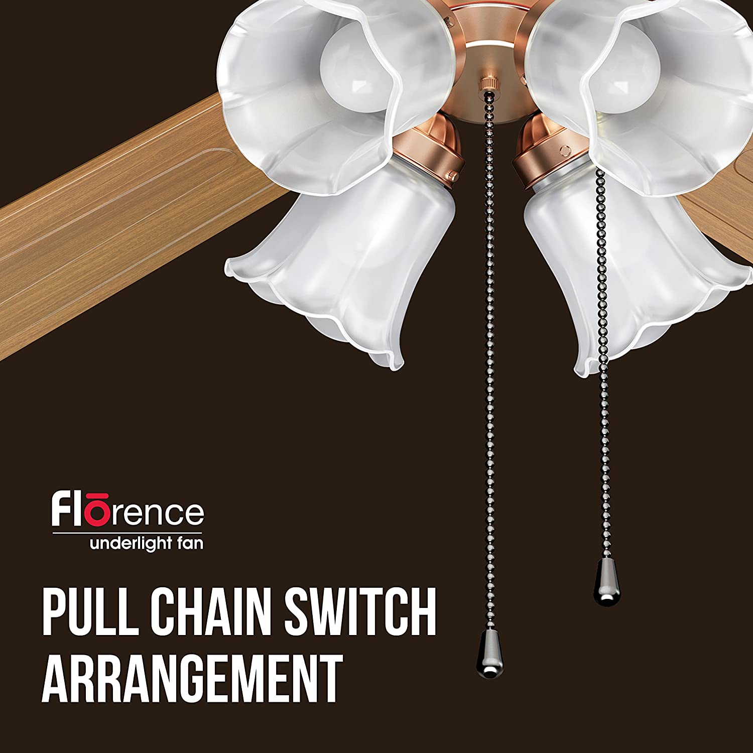 Havells Florence Underlight 1200mm Ceiling Fan (Walnut Black Antique Copper)