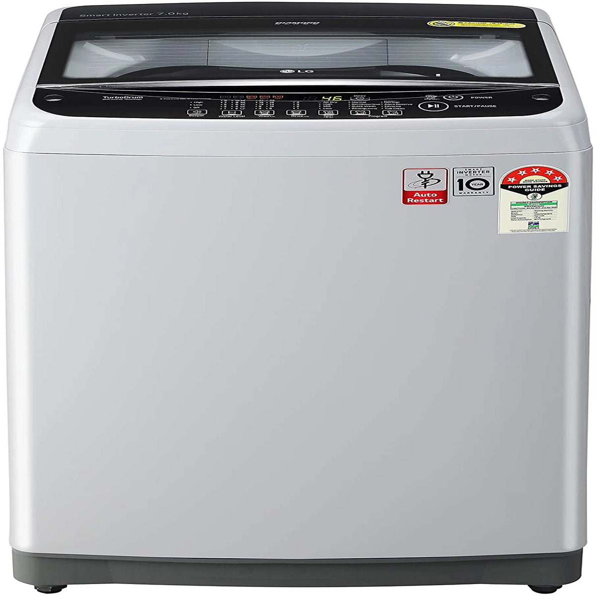 LG 7.0 Kg 5 Star Smart Inverter Fully-Automatic Top Loading Washing Machine (T70SJSF3Z, Middle Free Silver, Jet Spray+)