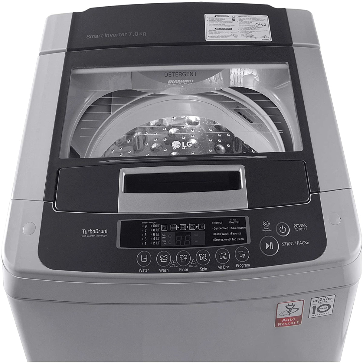 LG T8069NEDLH 7.0kg, Middle free Silver, Punch+3, TurboDrum