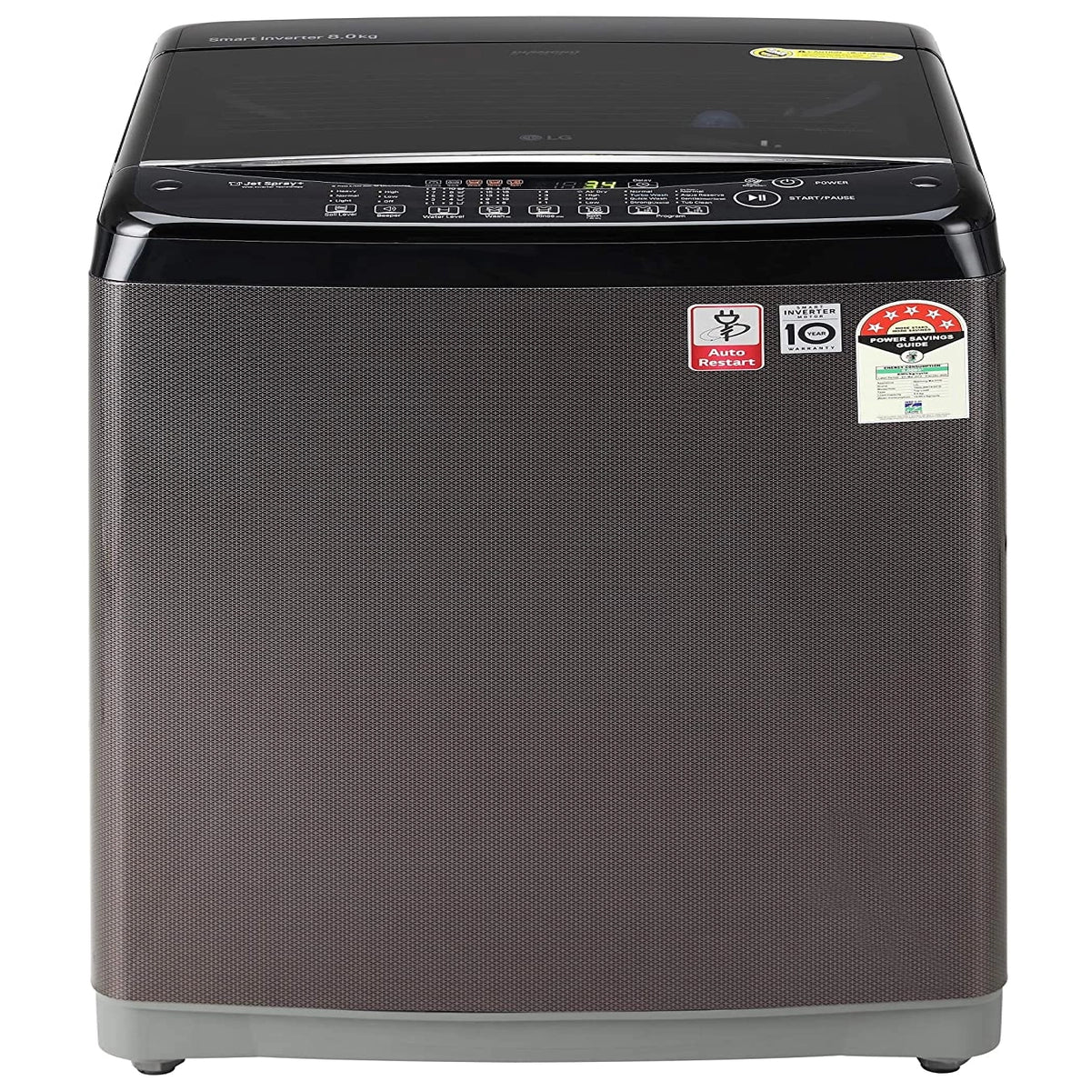 LG 8.0 Kg Inverter Fully-Automatic Top Loading Washing Machine (T80SJBK1Z, Black Knight)
