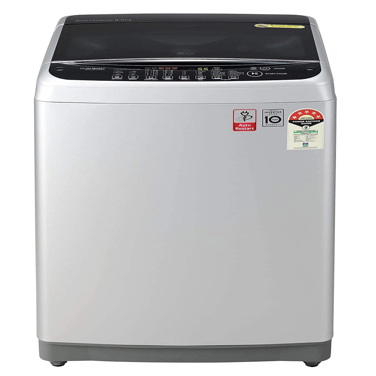 LG 8.0 Kg Inverter Fully-Automatic Top Loading Washing Machine (T80SJFS1Z, Free Silver)