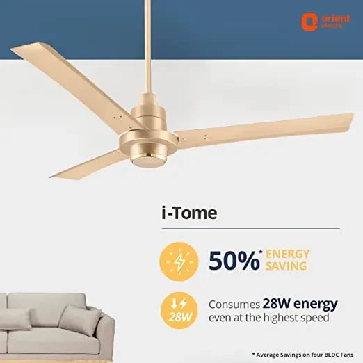 Orient fan 1200 mm I Tome BLDC Ceiling Fan 3 Blades Gold