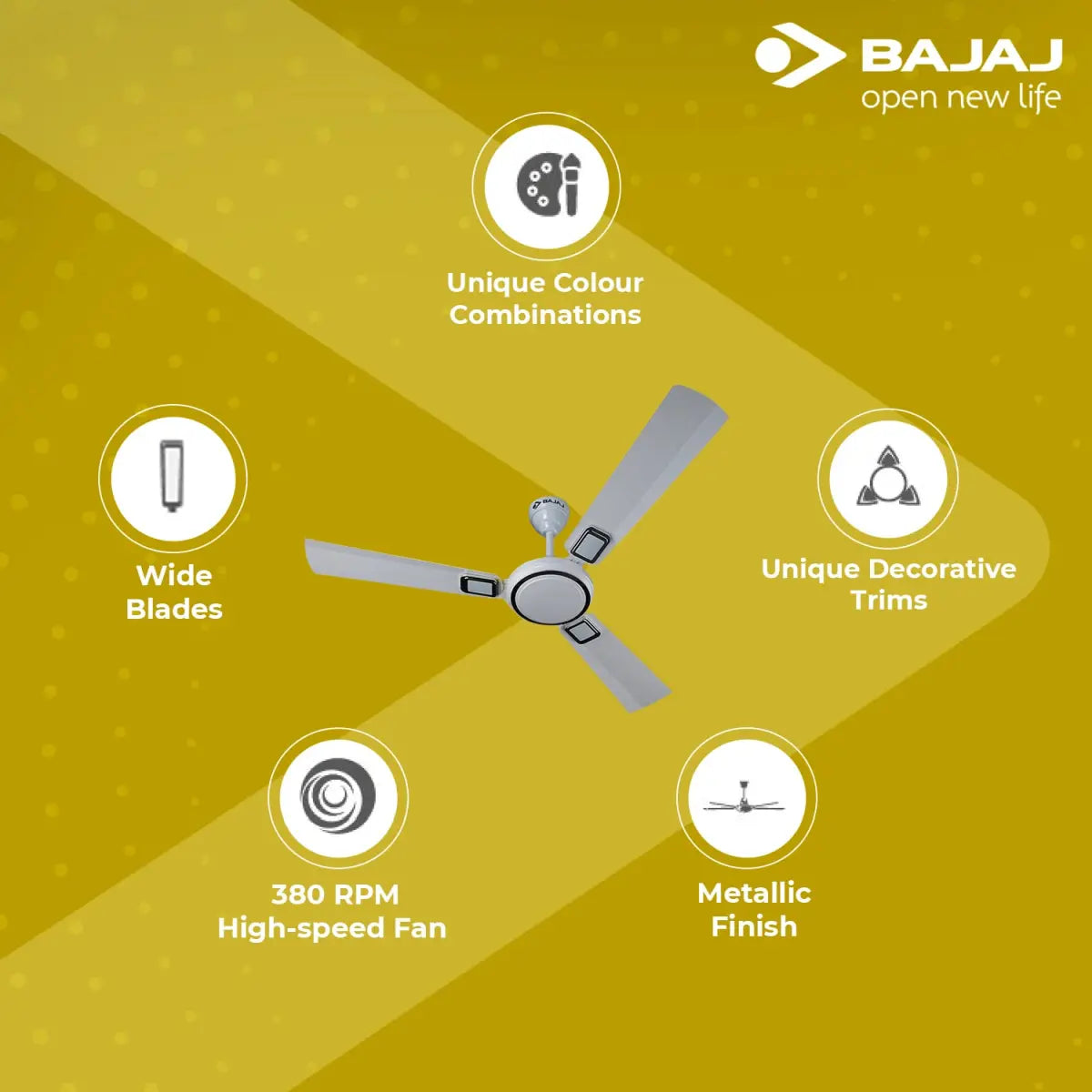Bajaj Grace  BBD 1200 mm High speed Ceiling fan (Moon Light White)