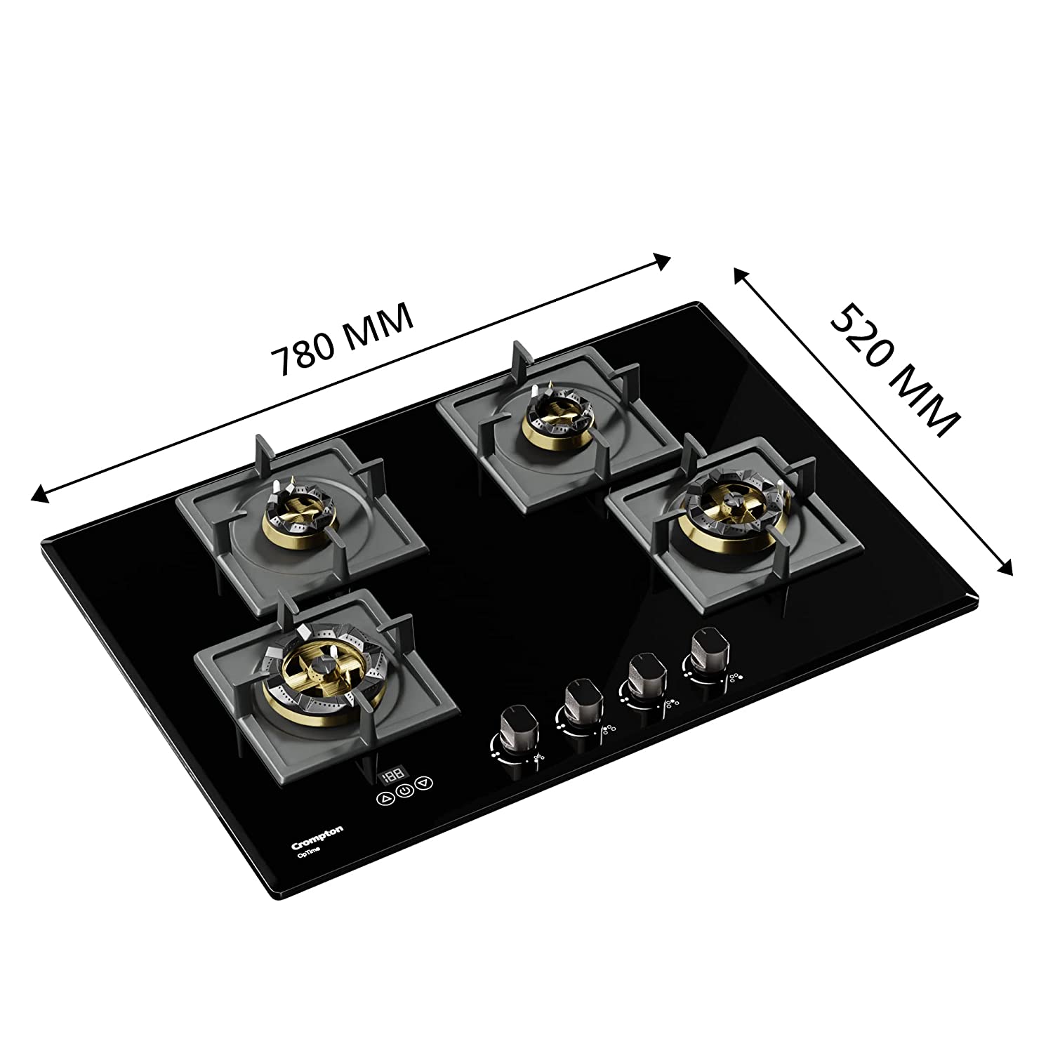 Crompton OpTime Gas Hob 78cm 4burner MBLK