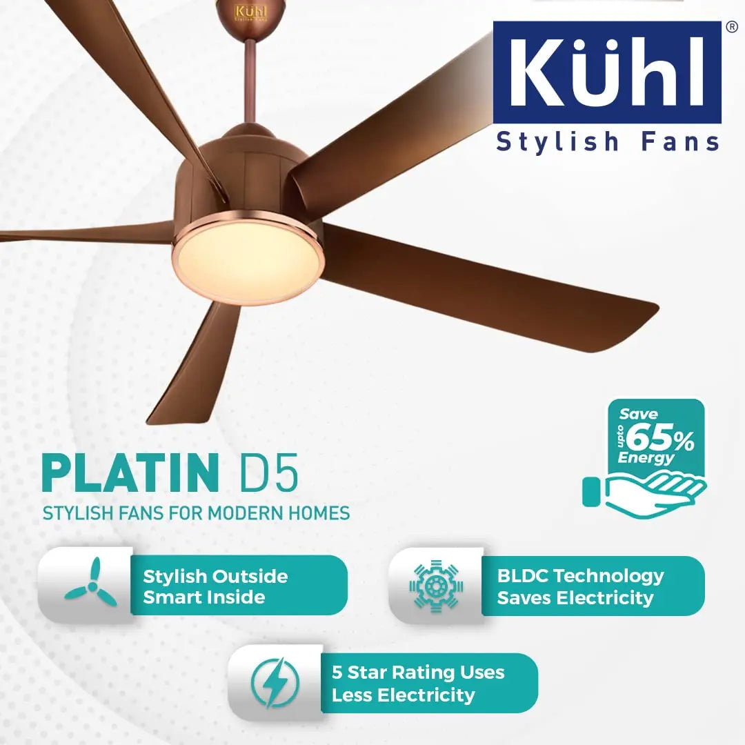 KUHL Stylish Fan Platin D5 Smart Phone Remote Control Wi-Fi IoT, Alexa Voice Enabled Brown