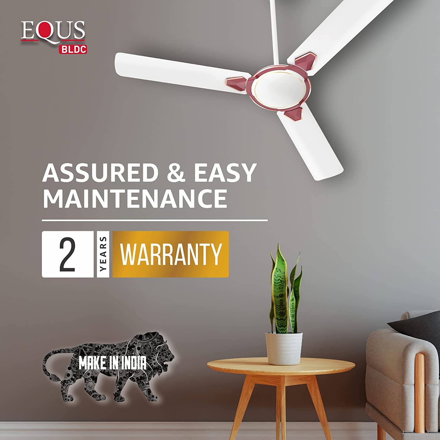 Havells Equs 1200mm BLDC Ceiling Fan White Maroon