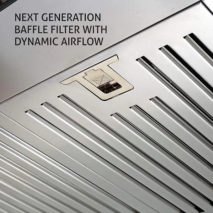 Glen 90 cm1250 m3/hr Curved Glass Wall Mounted Kitchen Chimney Baffle Filters Push Buttons (6071 GF Silver)