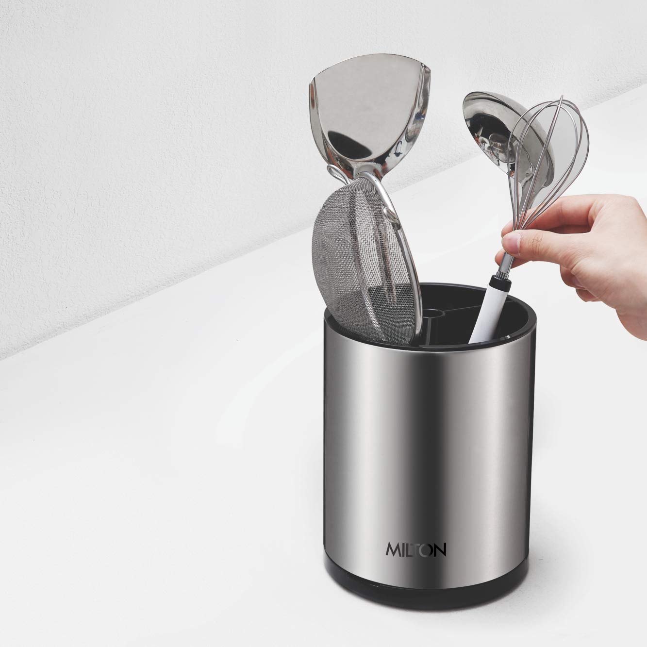 Milton Stainless Steel Rotating Cutlery Stand, Silver