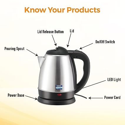KENT Stainless Steel Vogue 1500W 1.5L Electric Kettle