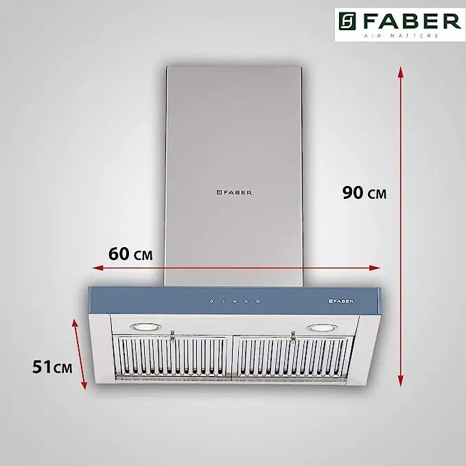 Faber 60 Cm 3 Way Silent Suction Chimney, 1095 m3/hr (Stilux 3D T2S2 TC LTW 60, 2 Baffle Filters, Touch Control, Stainless Steel)
