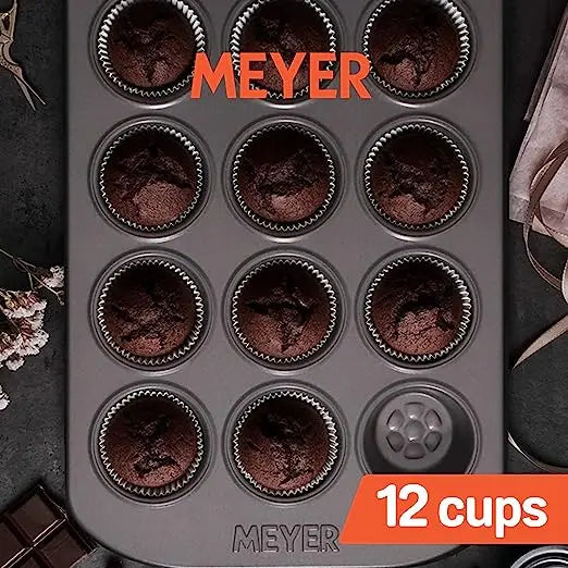 Meyer Bakemaster Non Stick 12 Cup Mini Muffin Pan 47341 Grey