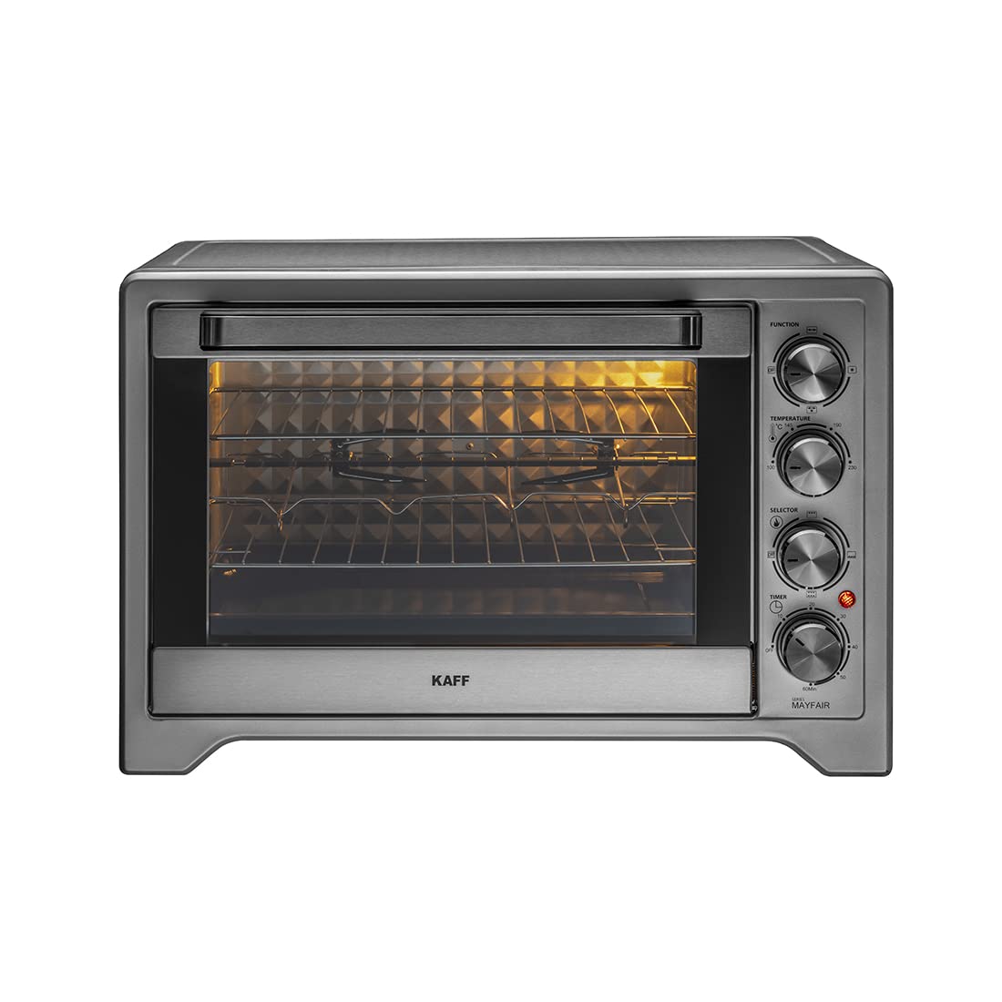 KAFF 45 Litre Electric Oven Toaster Grill (Otg) For Kitchen, 2000 Watts With Rotisserie And Convection Fan | Stainless Steel Finish Styling Handle (Mfot45-Ss, Silver)
