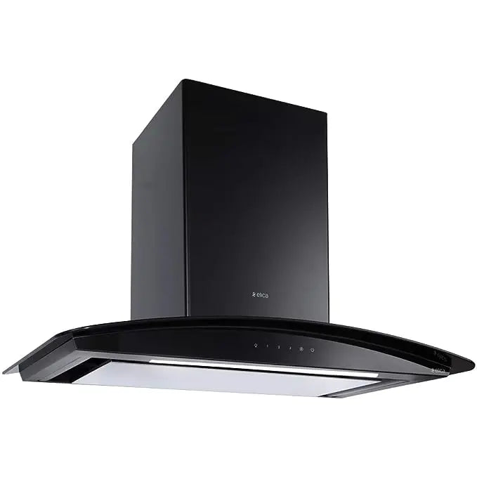 Elica Deep Silent Kitchen Chimney with EDS3 Technology (Glace EDS HE LTW 90 BK NERO T4V LED S, 1 3D Filter, Touch Control, Black)