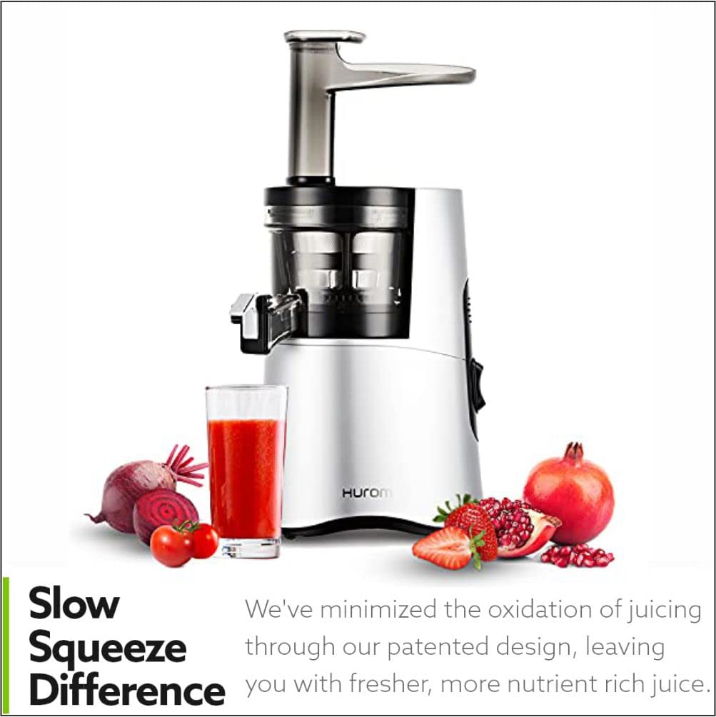 Hurom H-AA Slow Cold Press Juicer Slow Squeeze Alpha Technology All-in-One Juicer make Juice, smoothies, nut milk, sorbet. Easy to Clean Slow Juicer Made in Korea Matte Silver