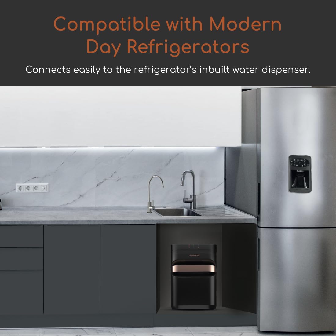 Aquaguard Designo NXT 9-Stage Under The Counter Water Purifier | Active Copper+RO+UV Tech | Taste Adjuster | 7L Storage | Inbuilt Pressure Pump | Suitable for Tanker, Borewell & Municipal Wat