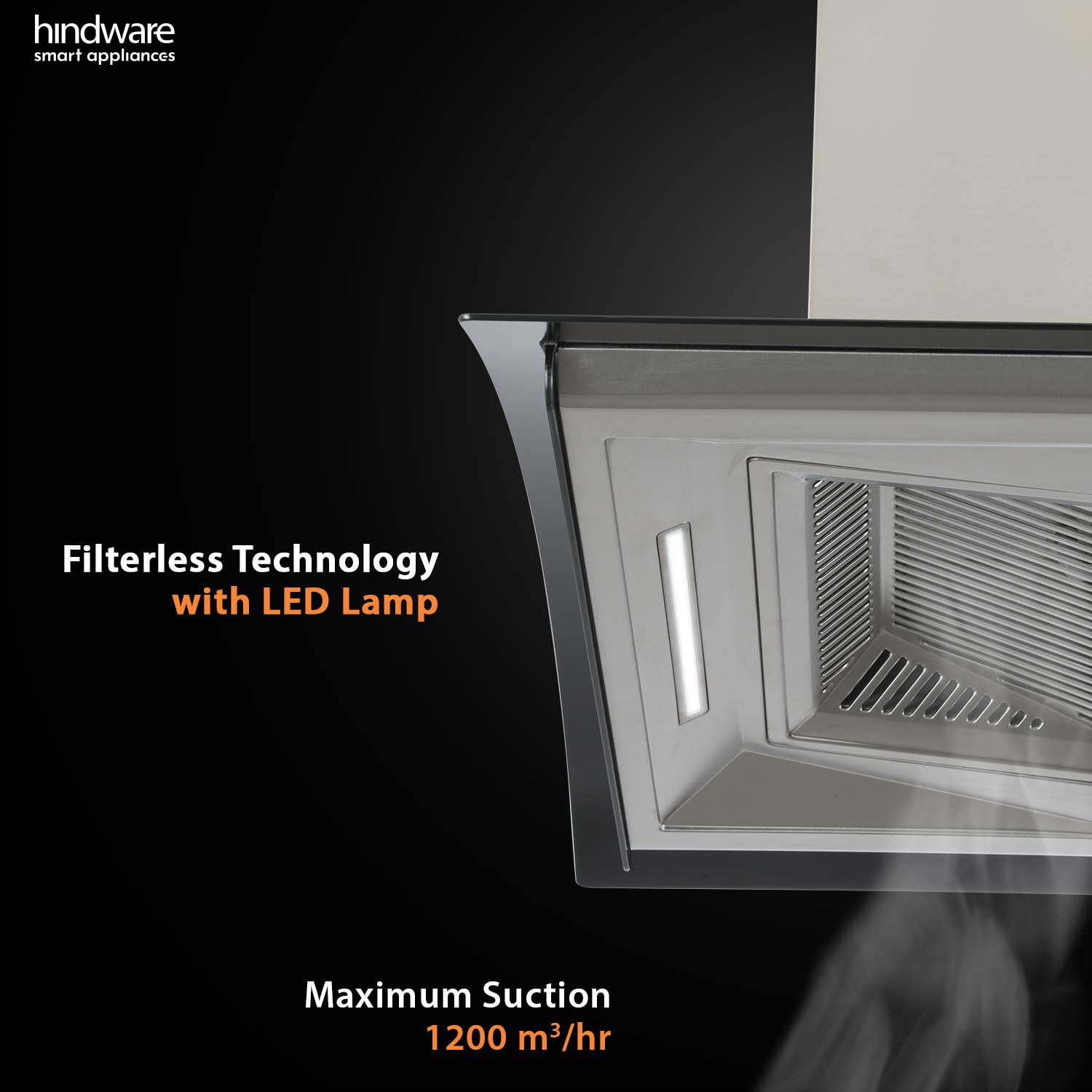 Hindware Auto Clean Kitchen Chimney Nadia 90 cm 1200 m/hr Filterless with MS and Touch Control (Inox, C100219)