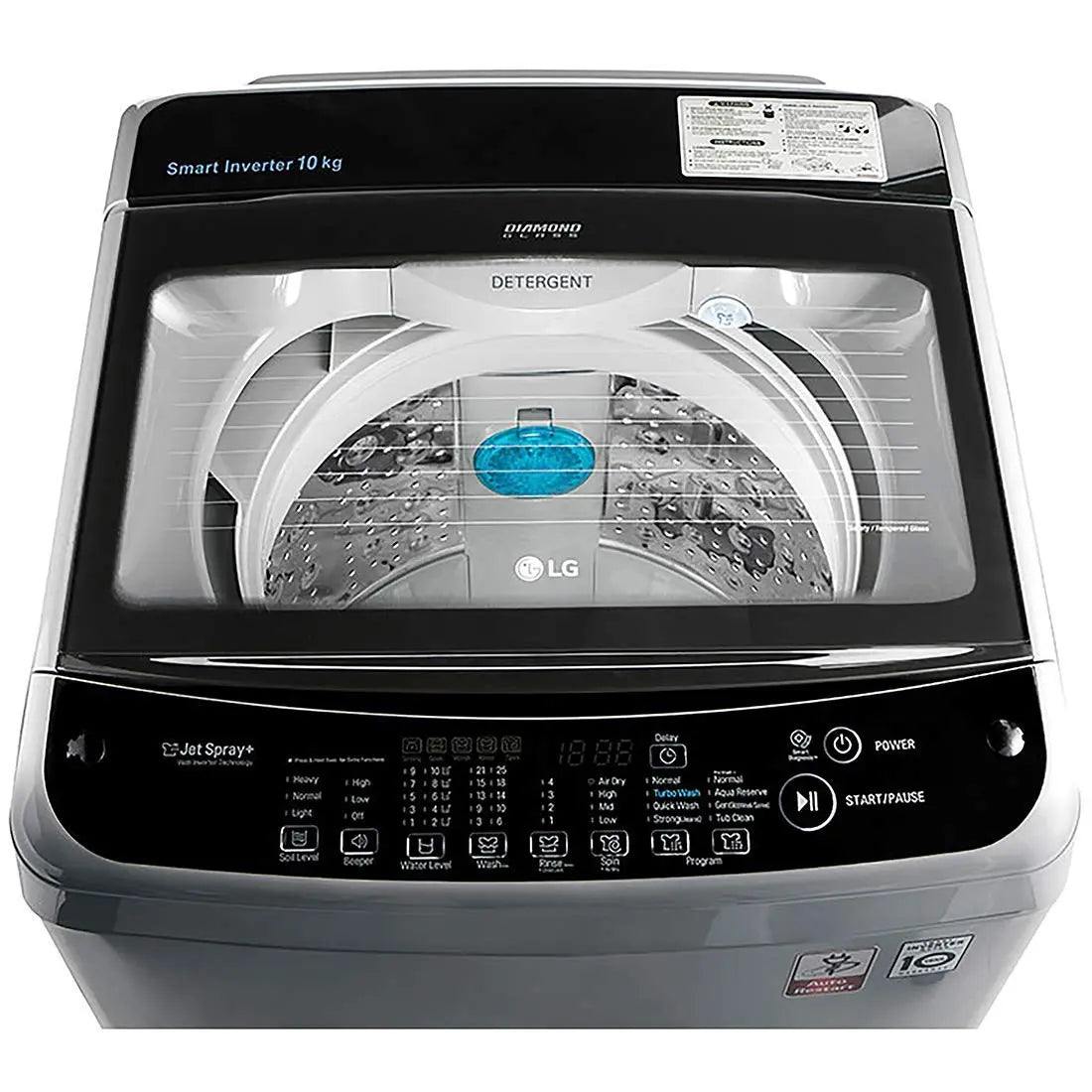 LG 10 Kg Inverter Fully-Automatic Top Loading Washing Machine (T2077NEDLG, Middle Free Silver)
