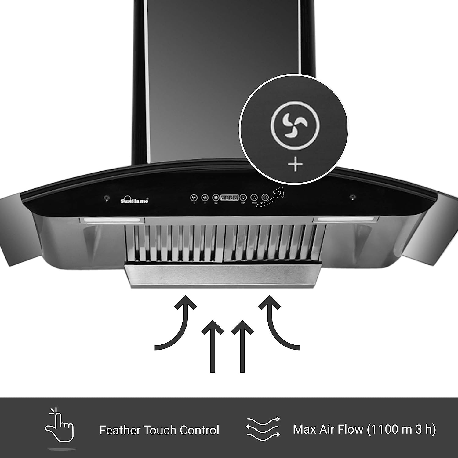 SUNFLAME Rapid 60cm AC DX 1100m3/hr Suction Titanium Chimney