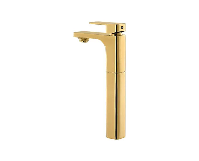 Cera F1005452FG Lustre Ruby French Gold Finish Single Lever Basin Mixer With 305 mm (12") Extended Body And 600 mm Braided Connection Pipe (Without Pop Up)
