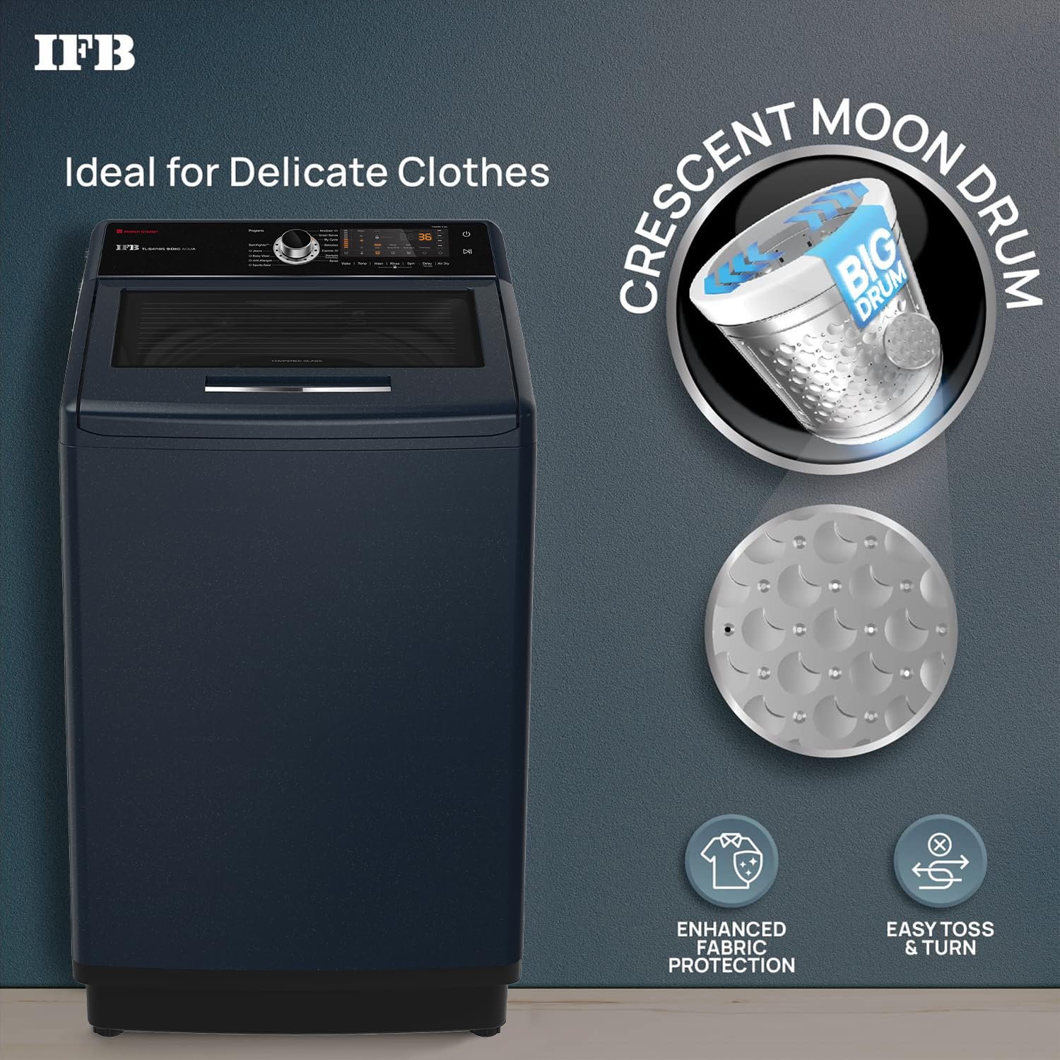IFB 9.0 Kg Fully-Automatic Top Loading Washing Machine (TL-S4RBS 9.0 Kg Aqua, Royal Blue, 2X Power Steam, 4 Years Comprehensive Warranty)