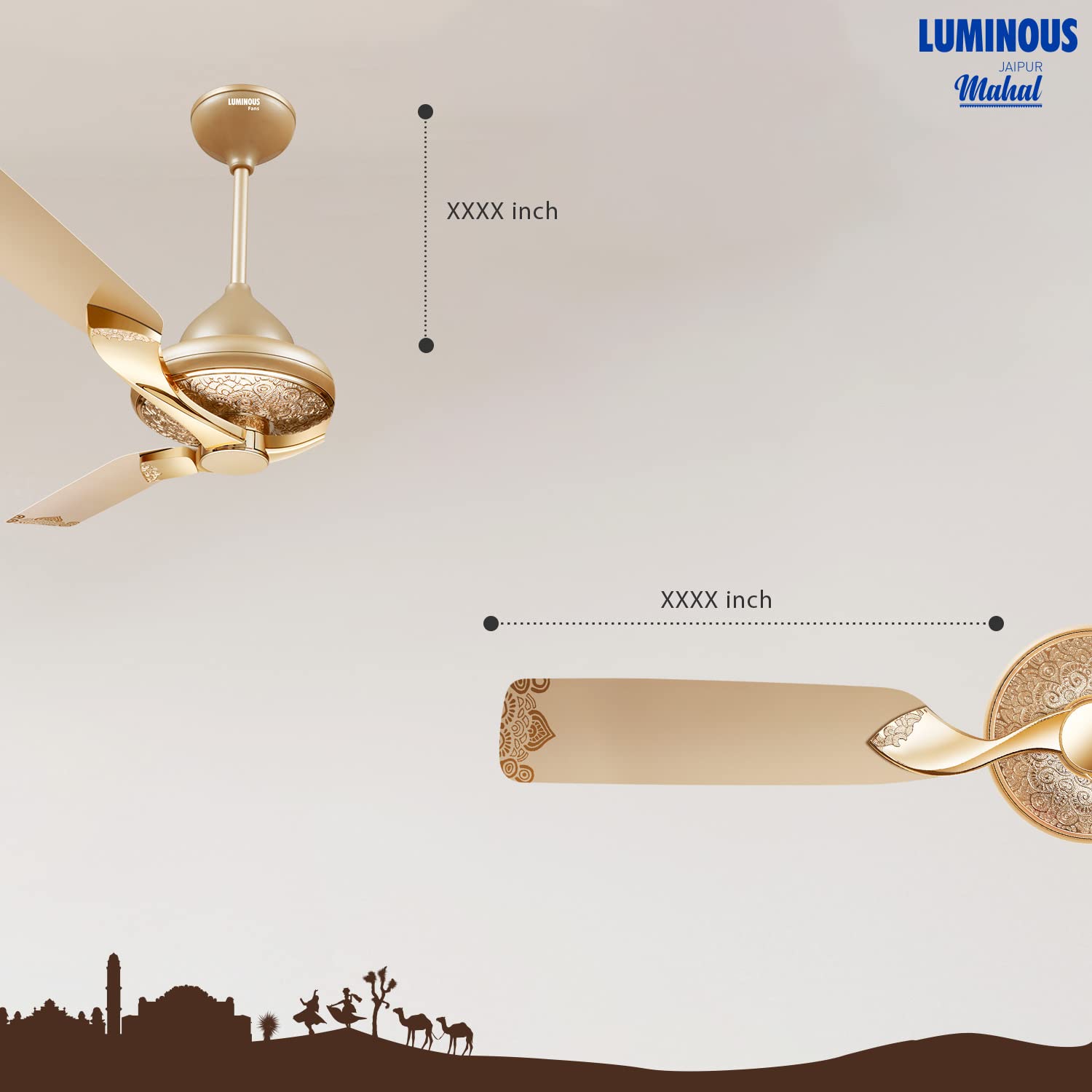 Luminous Jaipur Mahal 1320mm Ceiling Fan Thar Gold