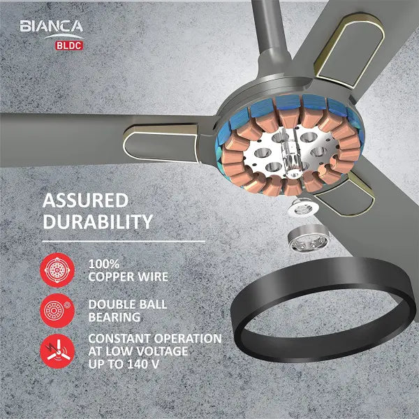 Havells Bianca 1200mm Energy Saving with Remote Control 5 Star Decorative BLDC Ceiling Fan Slate