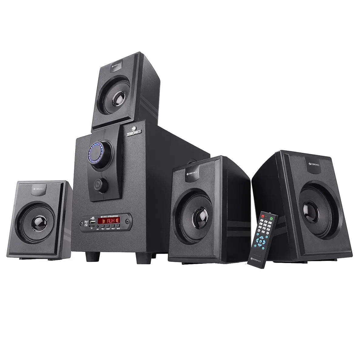 ZEBRONICS ZEB-BT2717 55W 4.1 Multimedia Speaker with Bluetooth Supporting, USB, SD Card, AUX, Built-in FM and Remote Control(Black)