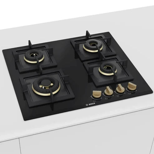 Bosch 60cm Chimney DWK68IJ60I + Bosch 60cm 4 Burner Hob PNH6B6F20I True Brass