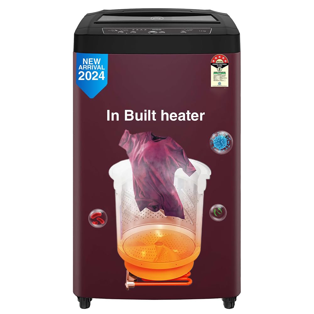 Godrej 7.5 Kg 5 Star Germshield Technology Fully-Automatic Top Load Washing Machine Appliance With In Built Heater (2024 Model, WTEON ADR 75 5.0 PFDTG AURD, Roller Coaster Wash Technology, Au