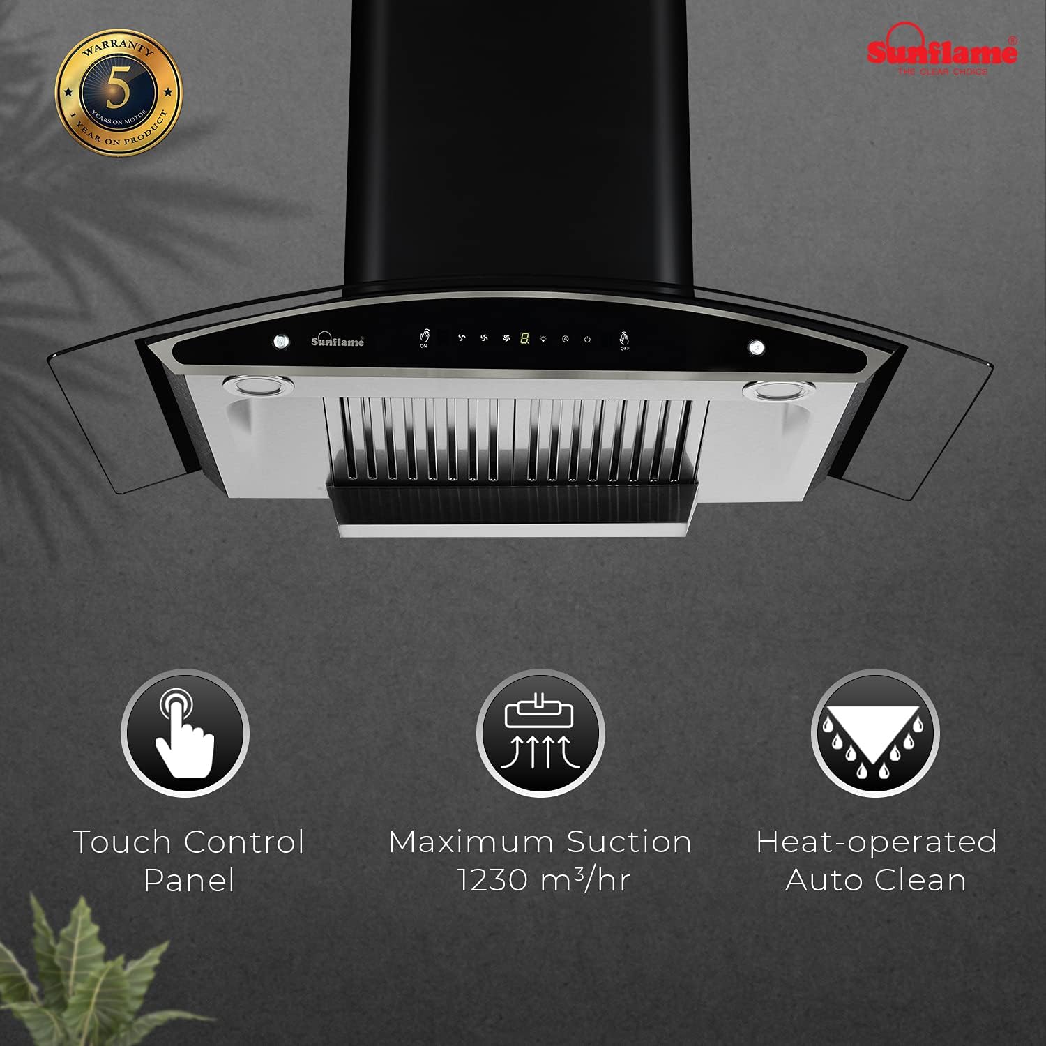 Sunflame Chimney Innova 90 Auto Clean DX BK Gesture Control