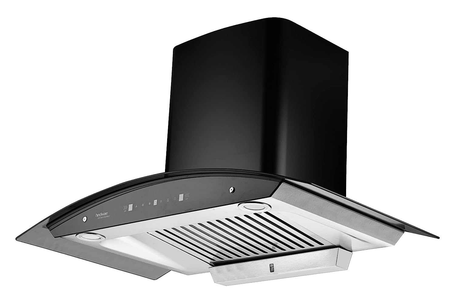 Hindware Nevio Plus 90cm 1200 m³/hr* SS Baffle Filter Wall Mounted Chimney for Kitchen With Classic Look, Touch Control and Auto Clean Technology (Black)