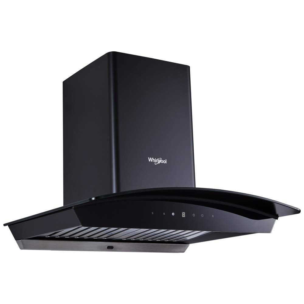 Whirlpool 60 cm 1100 m³/HR Auto-Clean Curved Glass Kitchen Chimney (CG 601 HAC HOOD, Baffle Filter, Touch Control, Black)