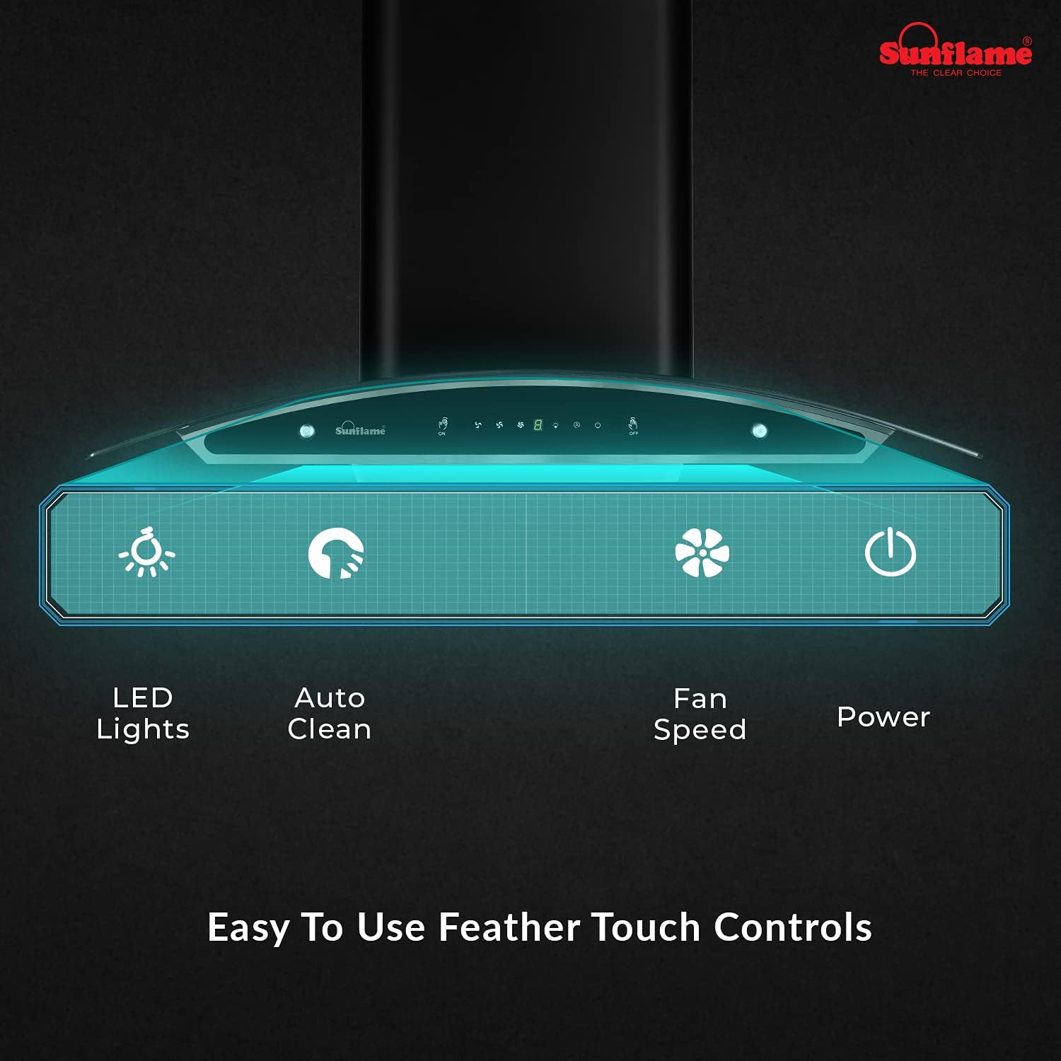 Sunflame Chimney Innova 90 Auto Clean DX BK Gesture Control