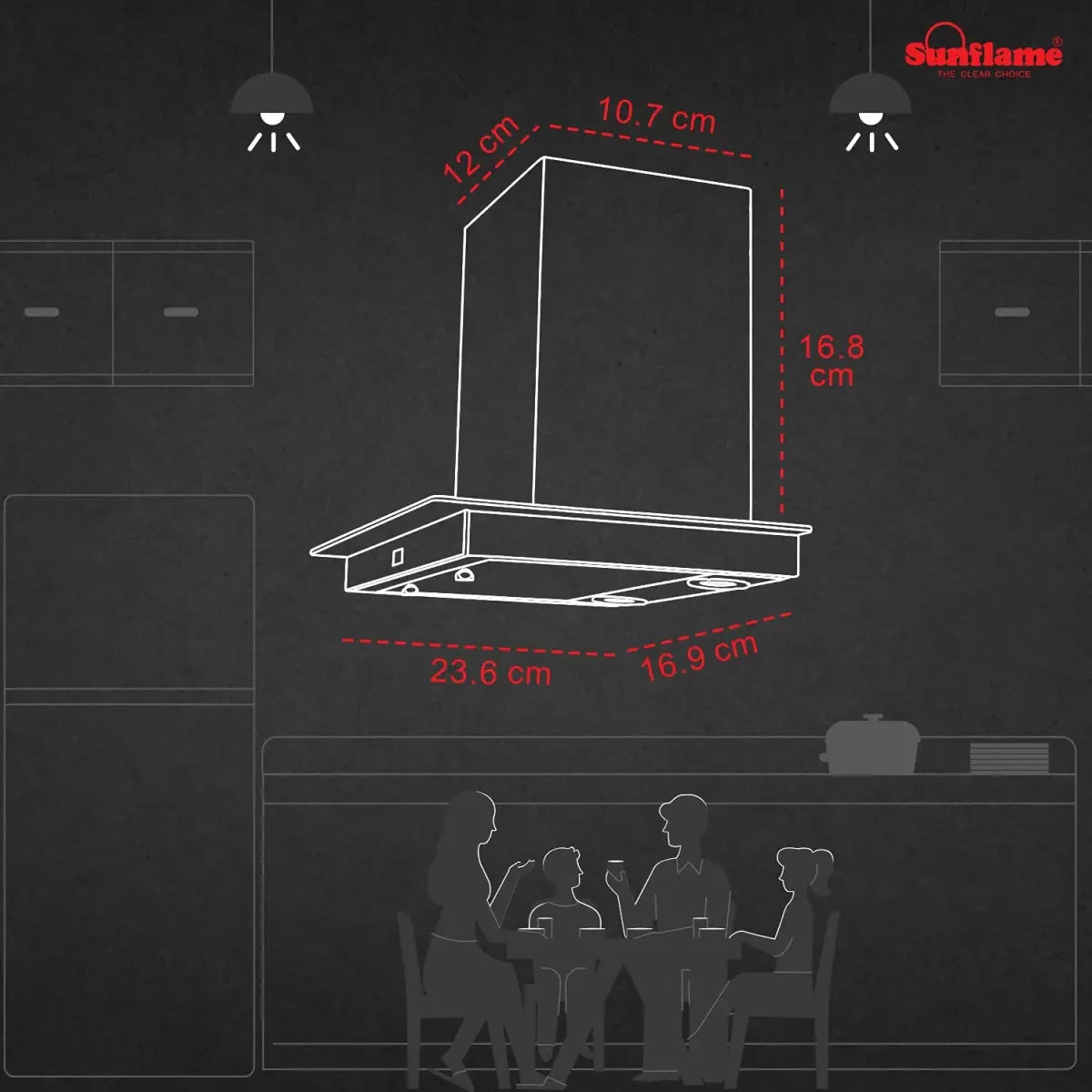 SUNFLAME CHIMNEY LOTUS 60 BK AC DX - 60 cm