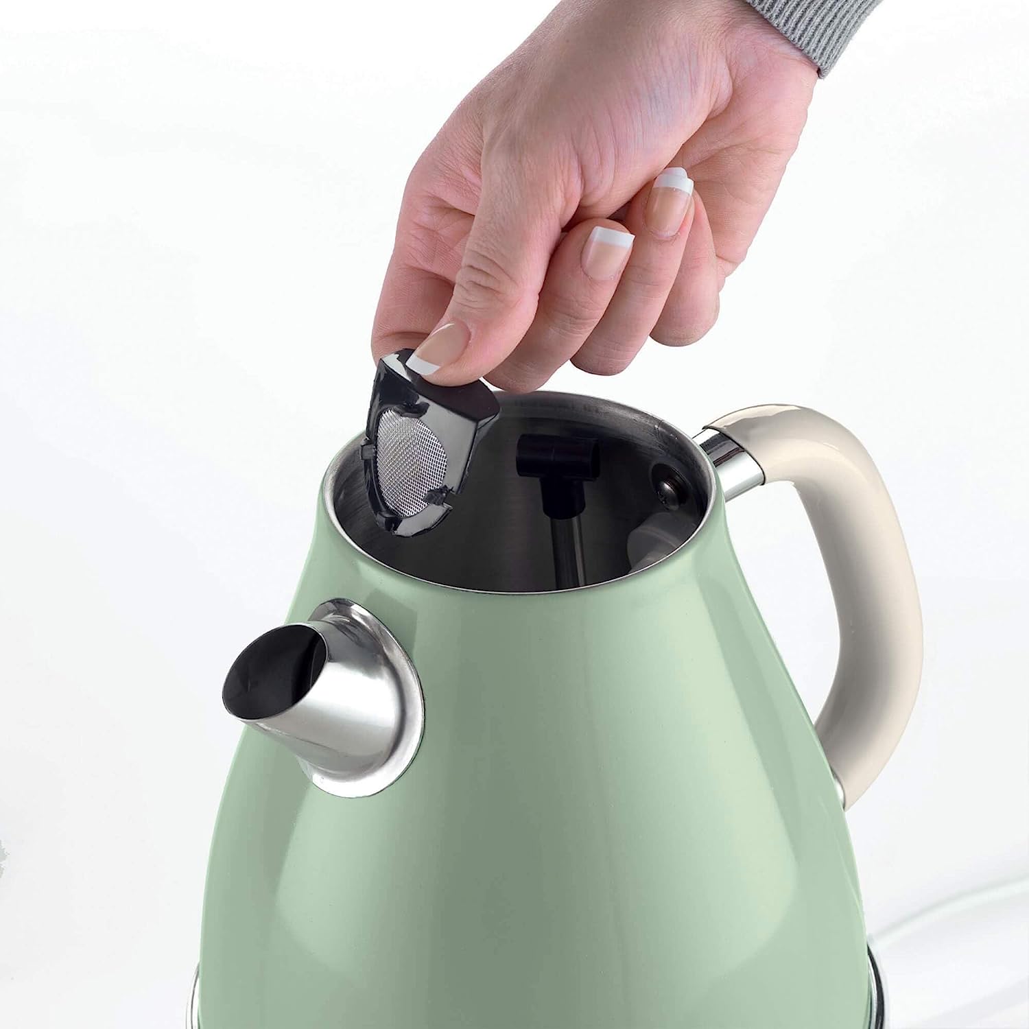 Ariete 2869 Vintage Electric Kettle, Stainless Steel, 1.7 L, Auto Switch Off, 2000 W, for Water, Tea and Herbal Teas, Pastel Green