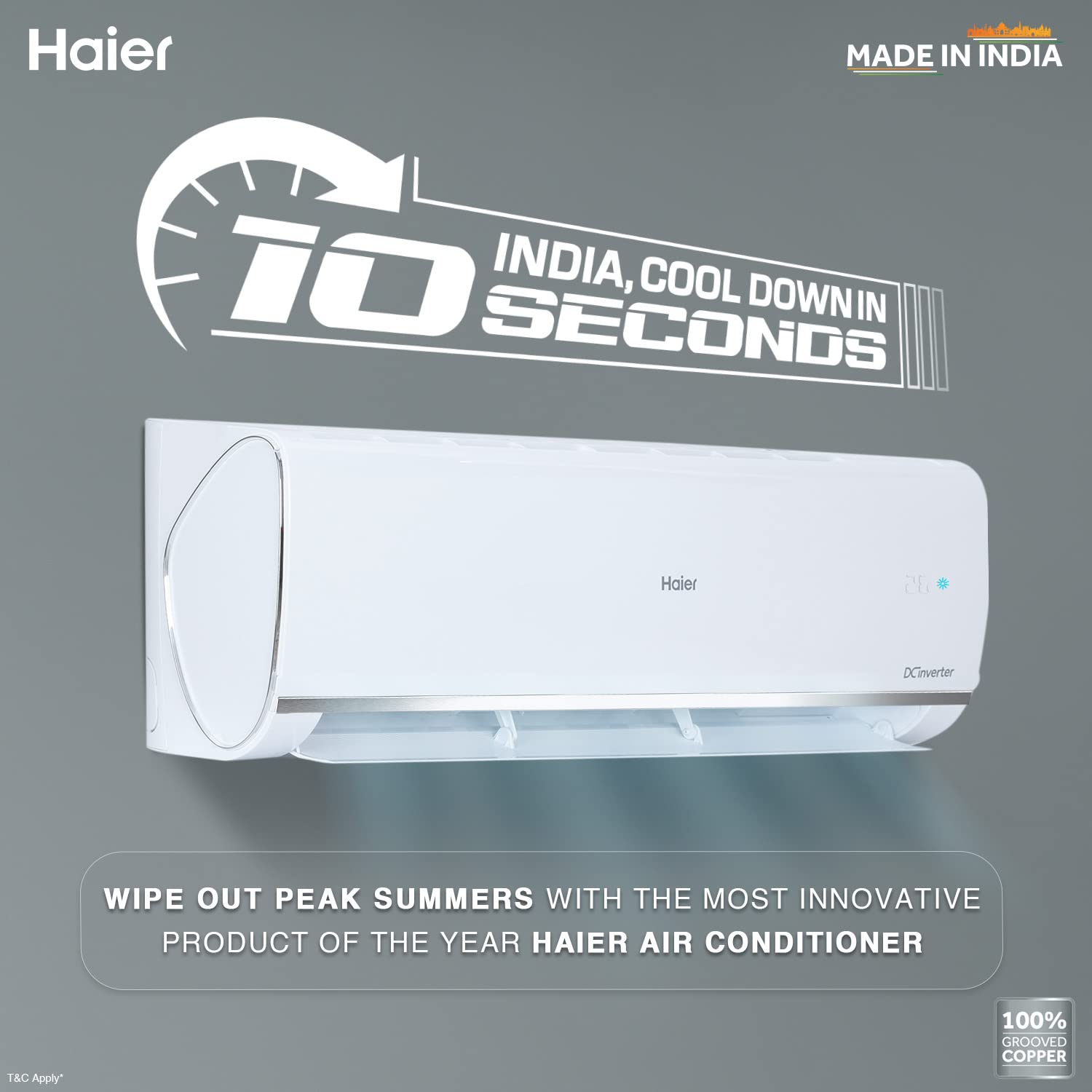 Haier 1.5 Ton 3 Star Inverter Split AC HSU18K-PYS3BE1-INV White