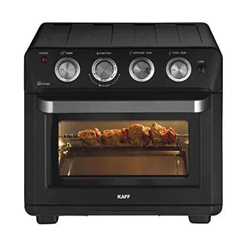 Kaff MFAFOT25 Electric Oven Toaster Grill (OTG) for Kitchen 25 Litre, 1700W | Rotisserie, Air Fryer, Convection, Defrost | Stainless Steel Finish Designer Knobs & Stylish Handle (Black)