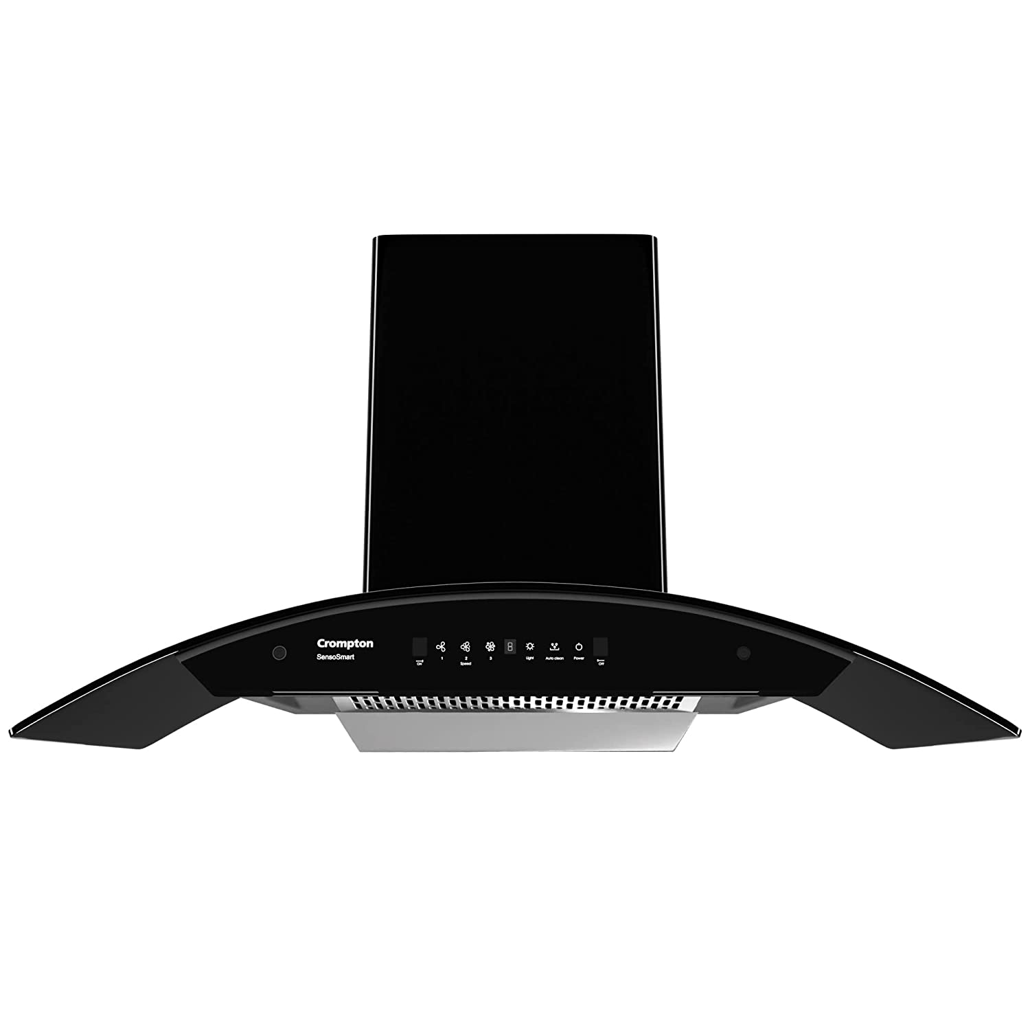 Crompton SensoSmart Curved 90cm Chimney Filterless (Black) 1360 m³/hr (CHD-SSC90FLE-MBL)