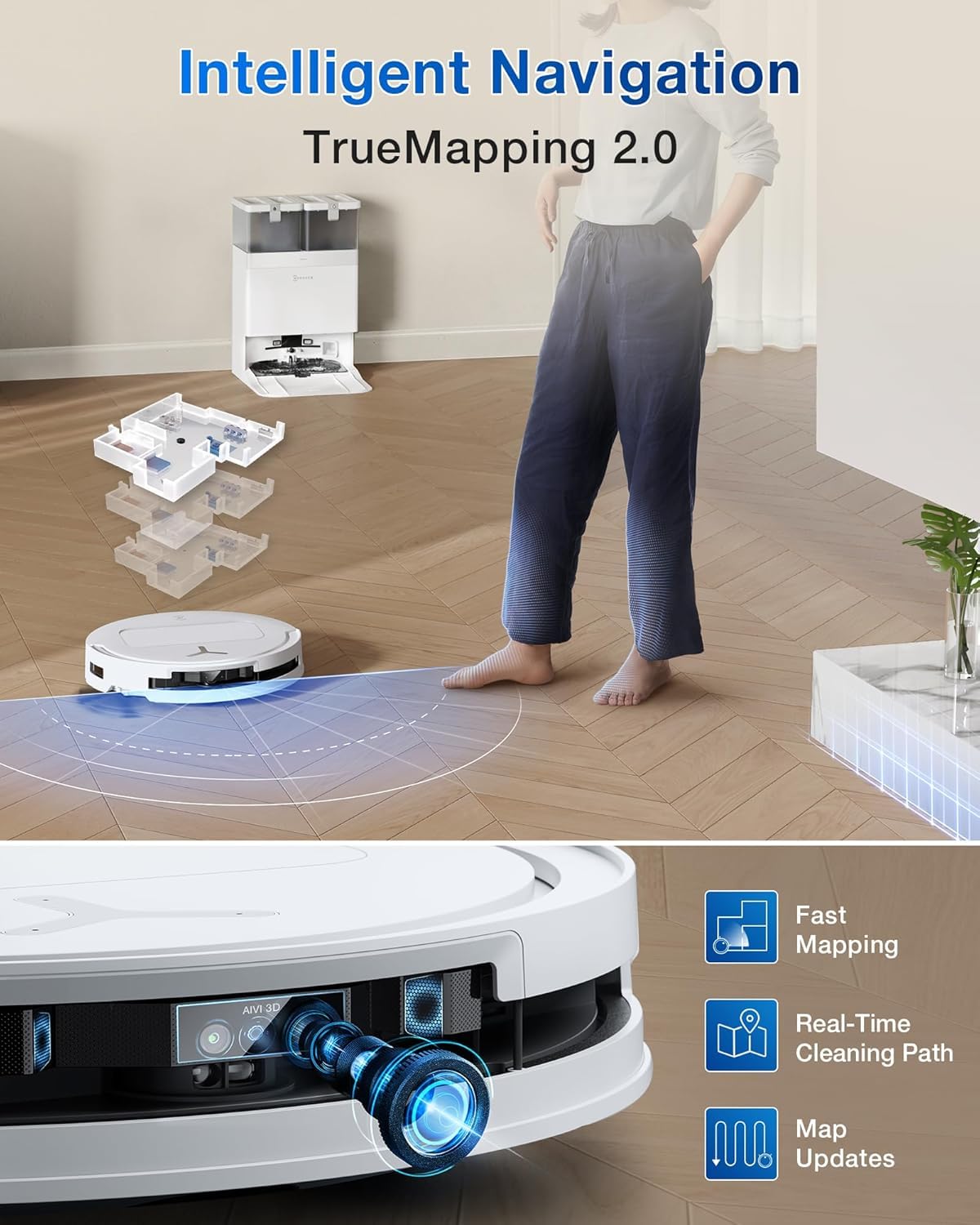 ECOVACS Deebot T50 PRO: 2-in-1 Robot Vacuum & Mop, 15000 Pa Suction, 6400 Mah Auto Wash