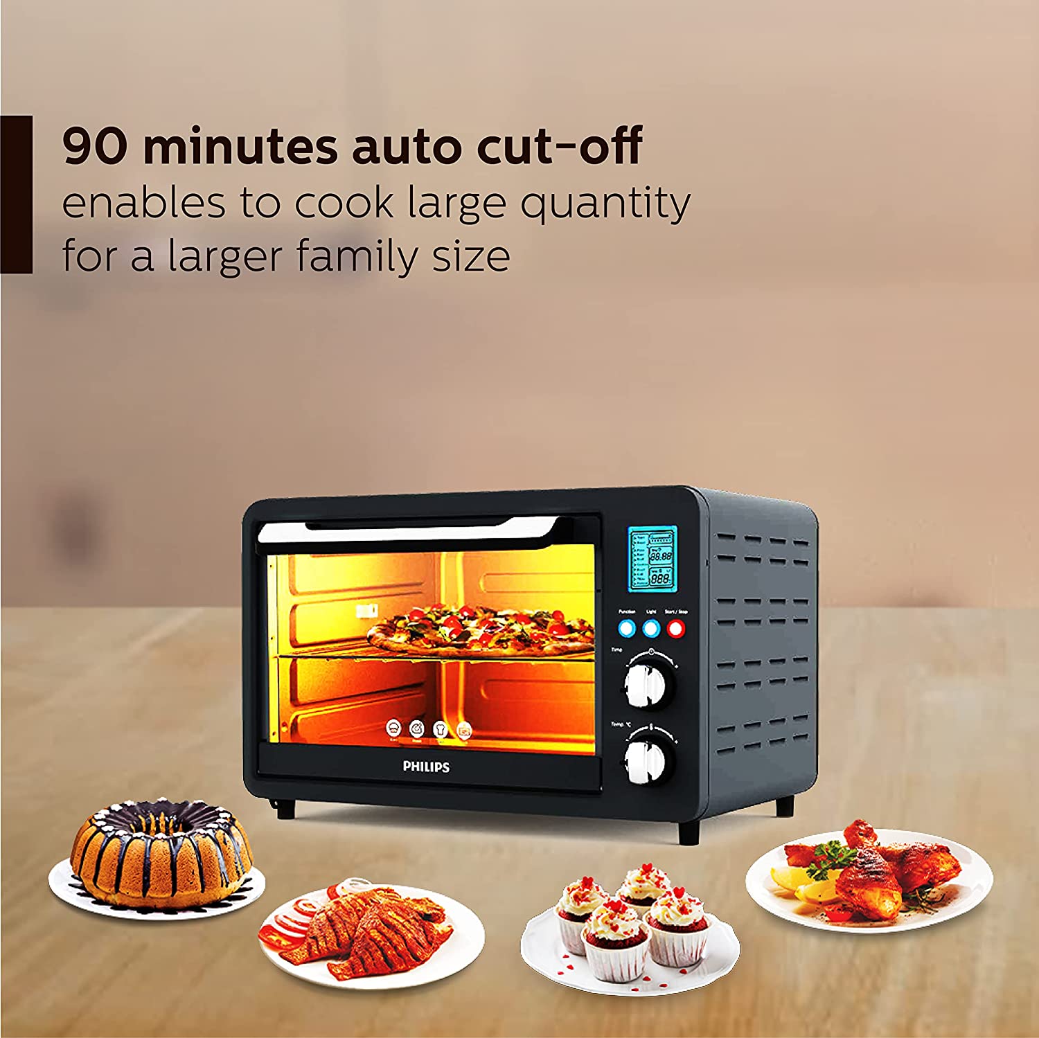 Philips OTG Oven Toast Grill 25L with Opti Temp Technology - HD6975/00, black
