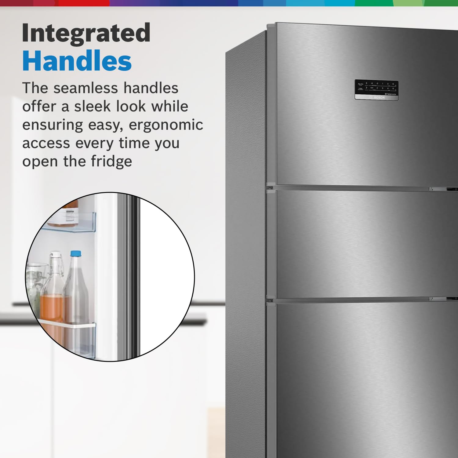 Bosch 335L Max Flex 3 Star 8-in-1 Convertible Vario Inverter Frost Free Triple Door Refrigerator Smoky Silver (CMC36K03NI)